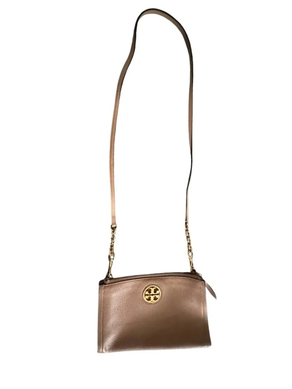 Tory Burch Pebbled Leather Crossbody | Taupe Pebbled Leather